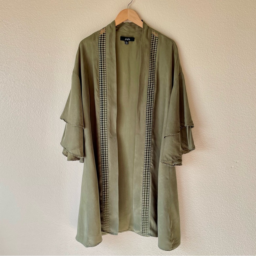 JOH Olive Green Cupro Kimono/Duster | Large
